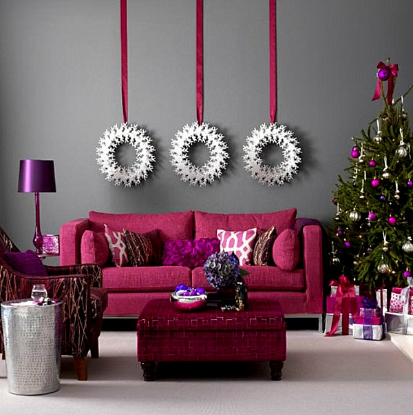 weihnachtsdeko-идеи-розов диван