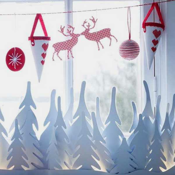 weihnachtsdeko-ötletek Fir Trees and-damhirsche a papír