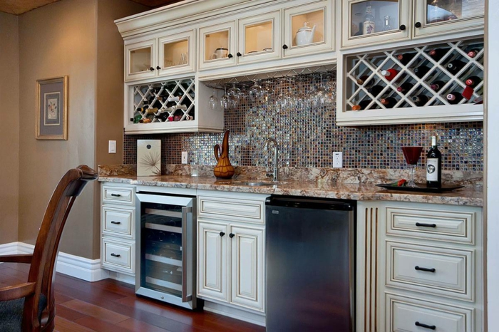Diseñar en casa para que las botellas se organicen con vino, cocina especial para amantes del vino