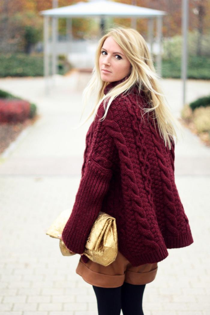 кестеняво-пуловер-вълнени жени-плитки Модела Golden Съединител