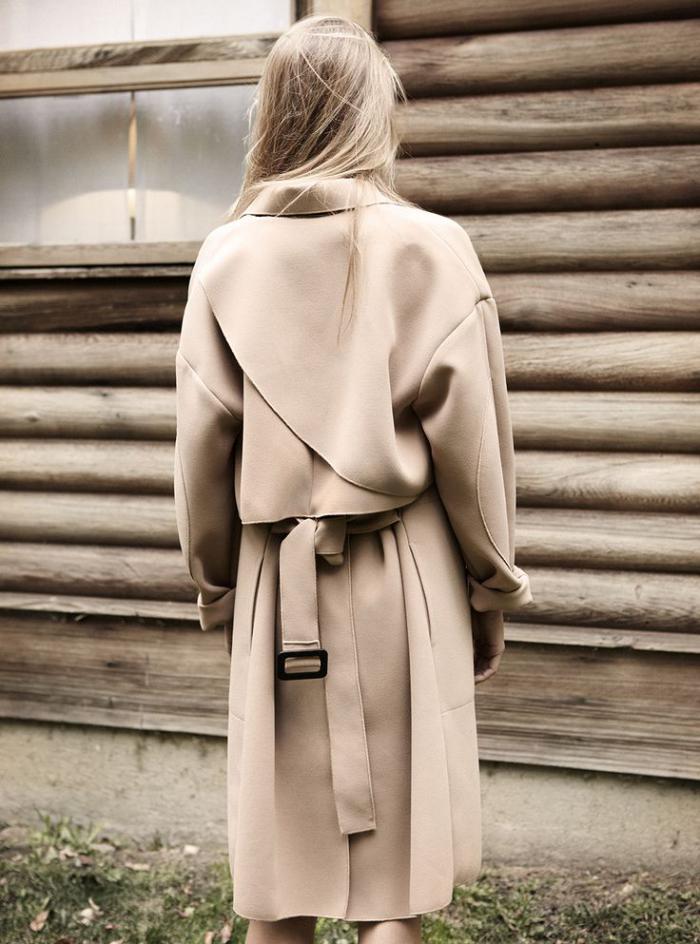 सर्दियों जैकेट महिलाओं का खाई कोट कारमेल रंग