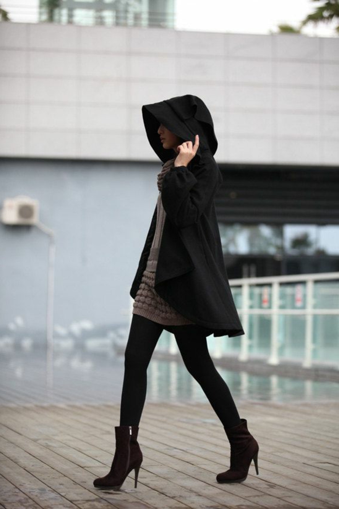 zimske jakne-za-žene-jako-šik-crno-modela