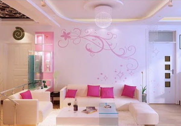 تصميم غرفة المعيشة وردة رمي وسادة