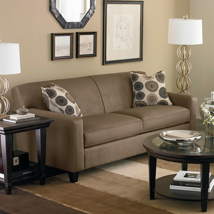 dnevni boravak dizajn zidne boje cappucciono elegantan kauč