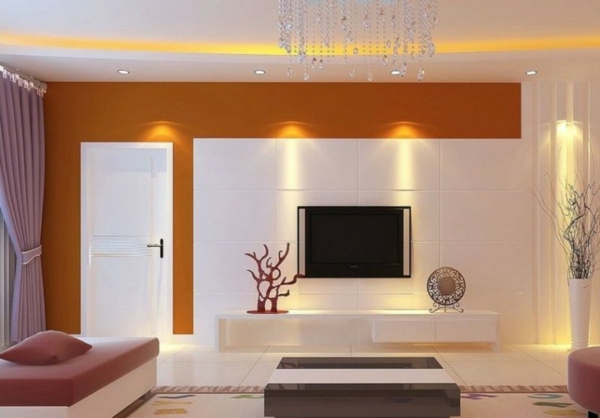 أضواء السقف وأضواء الجدار لغرفة المعيشة الحديثة الداخلية