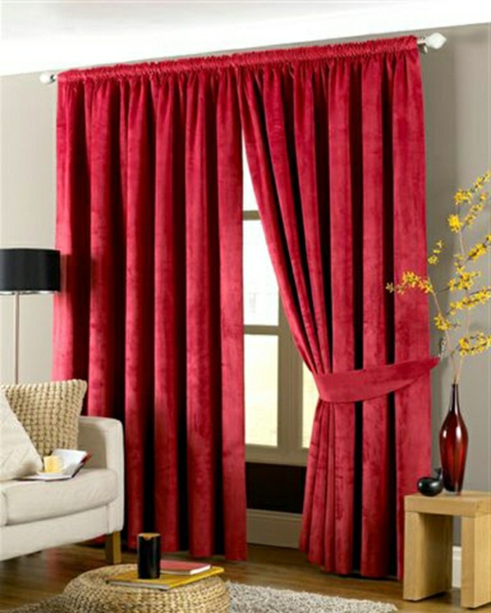Comedor-cortina-ideas-y-cortinas de terciopelo rojo-imperial