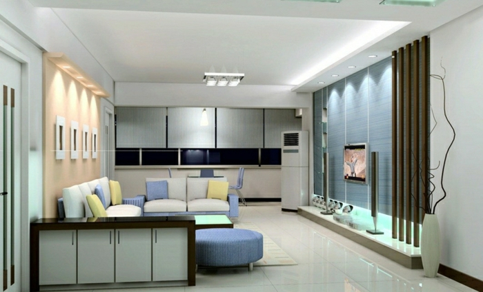 غرفة المعيشة تصميم المعيشة وضع غرفة الجدار وحات التلفزيون الجدار جدار التلفزيون في الزرقاء