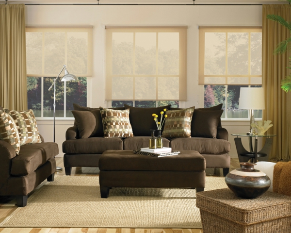 nappali-ötletek barna kanapé