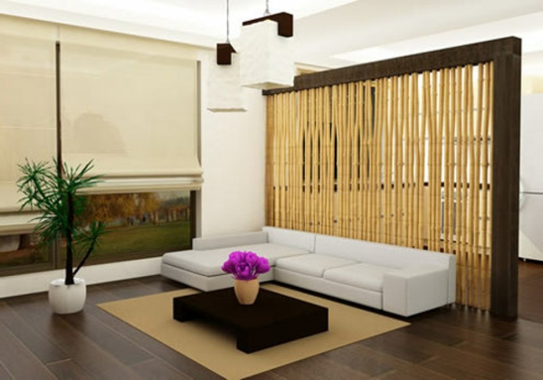 divisor de la sala de estar - palos de bambú
