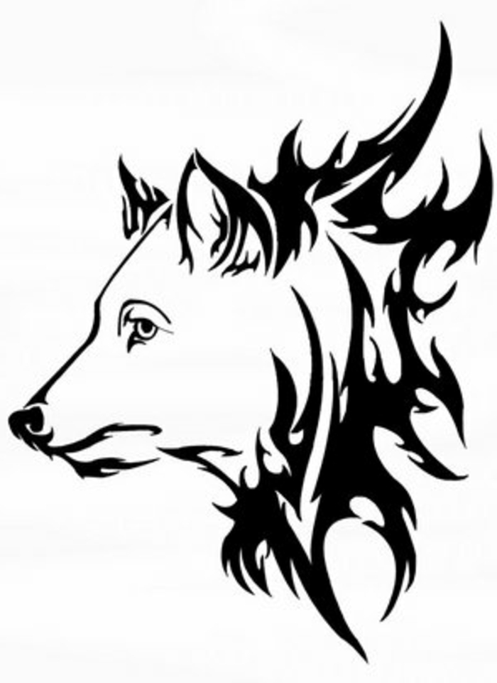 egy fehér farkas - farkas fej - tribla farkas - ötlet egy nagy tetováló farkast