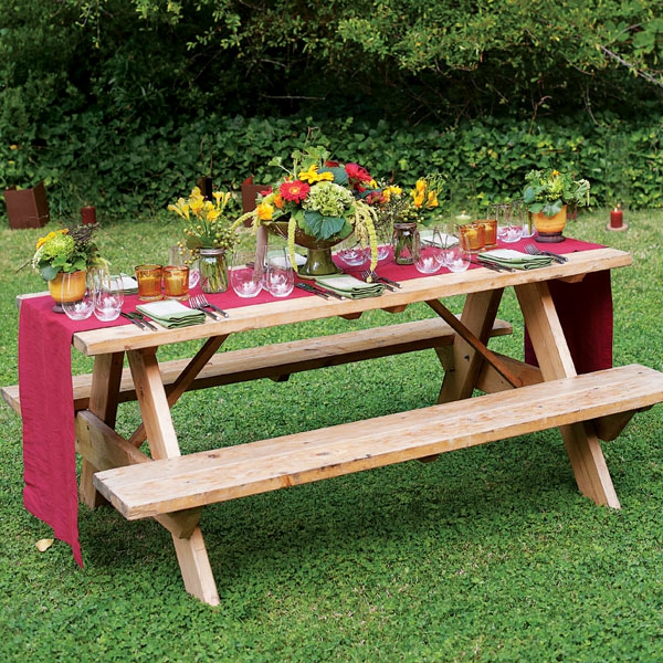 جميل مصمم الجدول حديقة طاولة حديقة مقاعد البدلاء الخشب جميلة-tischdeko