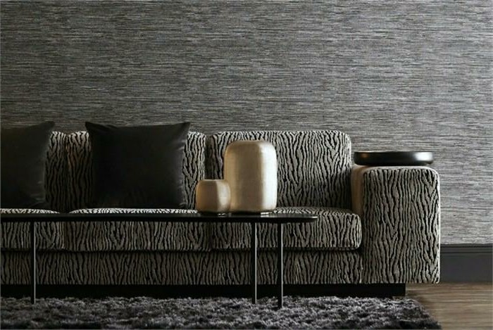красива 3D тапети-сиво-дизайн-модерен диван