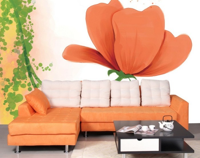 Foto hermosa del papel pintado-flores-color naranja