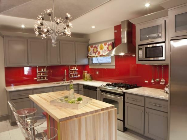 kaunis punainen-keittiön seinän väri