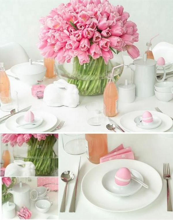 Decoración-with-pink-tulipanes mesa encantador