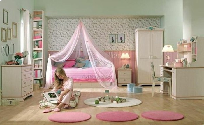 стая-декоративни връхчета-съвременните madchenzimmer-с-а-принцеса легло