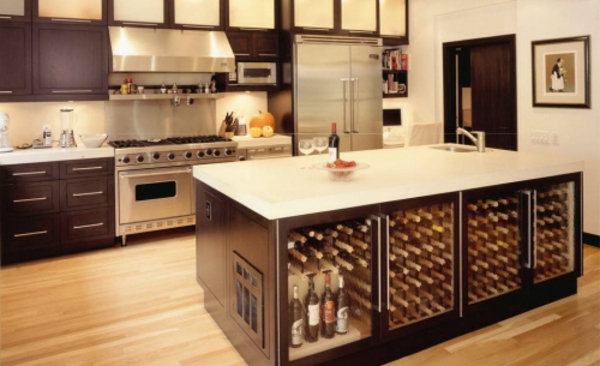 कमरे में डिजाइन-विचार-बेहतर-वाइन भंडारण-रसोई में-बहुत सारे अंतरिक्ष-बचत और बहुत नवीन