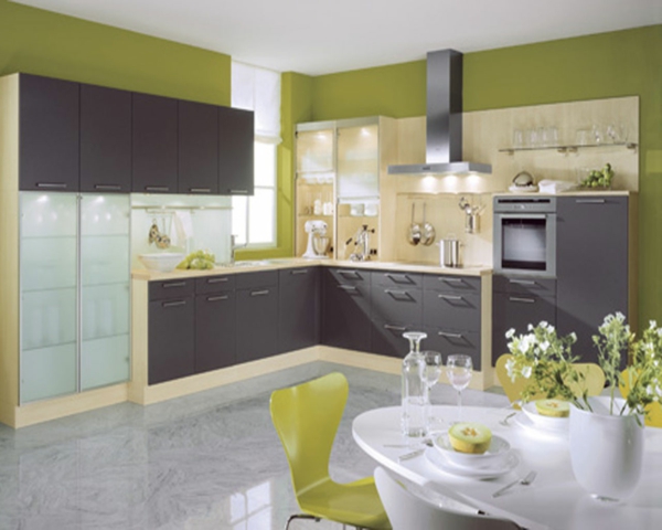 dizajn soba-ideje-moderna kuhinja-bijelo-zeleno-smeđe boje-of-the-nature