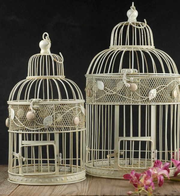 deux cages pour oiseaux-