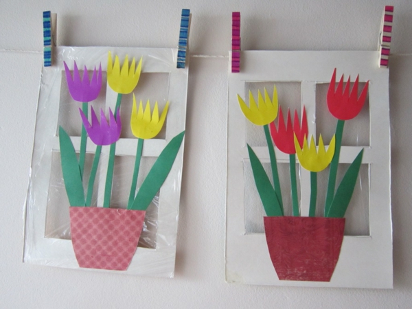 dos tarjetas con tulipanes de papel - gran diseño