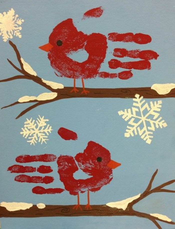 две червени птици и космени люспи - снимки на пръстови отпечатъци